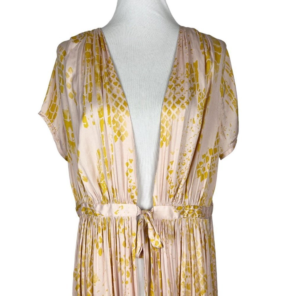 Free People Satin Kimono Duster Robe Top Womens Large Pink Long - Picture 12 of 13
